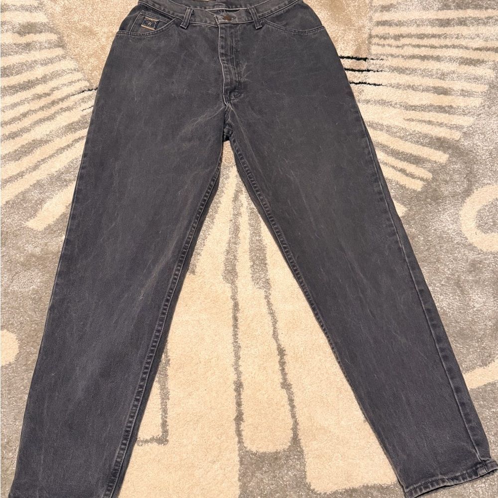 Wrangler for Women VTG High Rise Mom Jeans Charcoal Acid Wash USA Size 10x30